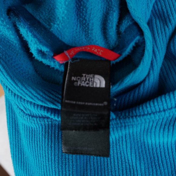 The North‎ Face Turquoise Ribbed Fleece Pullover Hooded Sweatshirt Size Medium - Picture 7 of 7